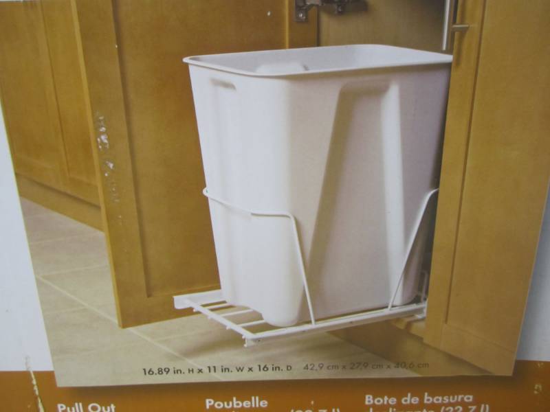 lot 81 image: Closetmaid White Pull Out Trash Bin...