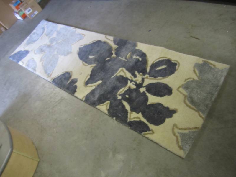 lot 99 image: Blue Floral Runner Rug 2 ft x 7 ft ...