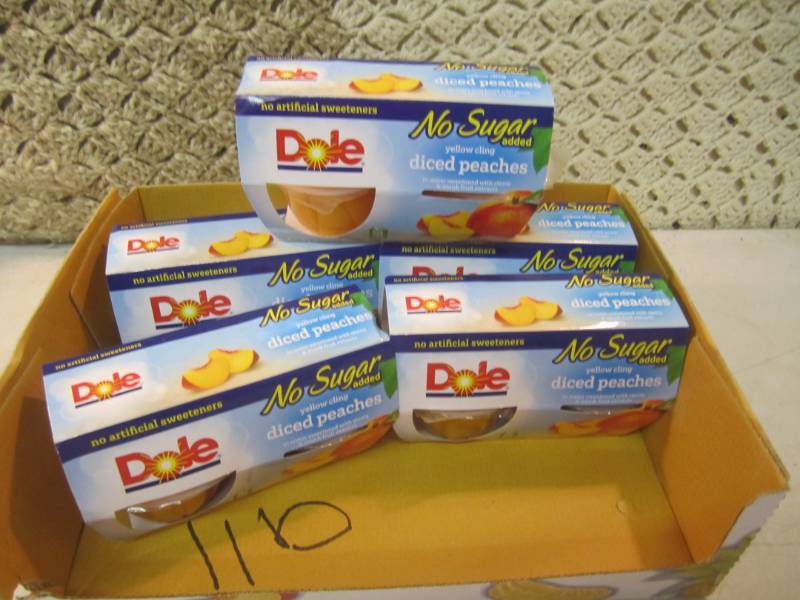 lot 250 image: 5 - 4-Packs of Dole Diced Peaches C...