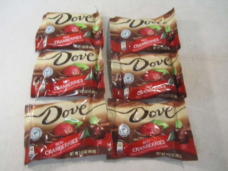 lot 255 image: 6 Bags of Dove Real Cranberries Cov...