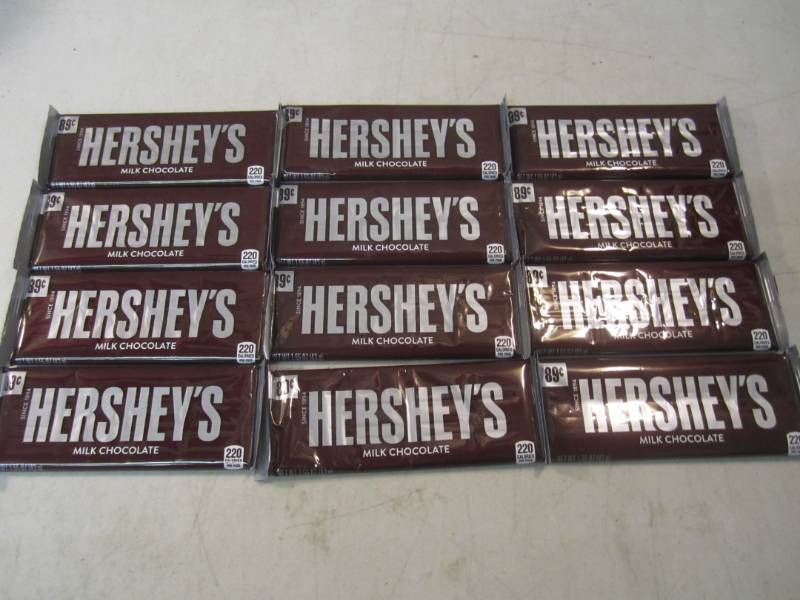 lot 274 image: 12 Hersheys Milk Chocolate Candy Ba...