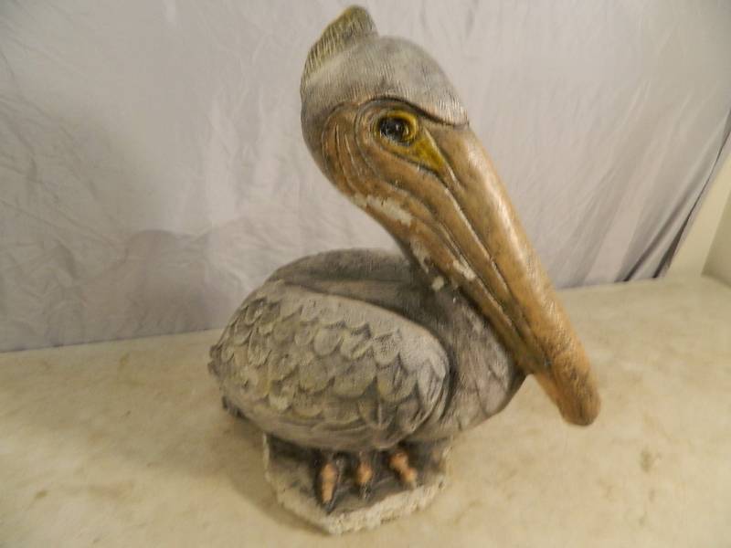 Solid Concrete Pelican Yard Figurine