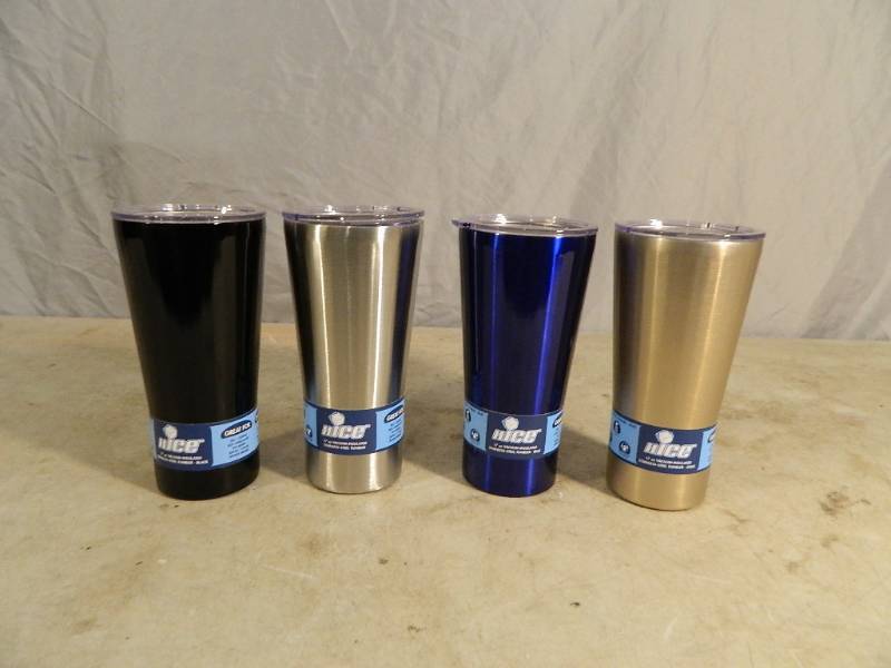 4 New nICE 17 oz Vacuum Insulated Stainless Steel Tumblers with Lids