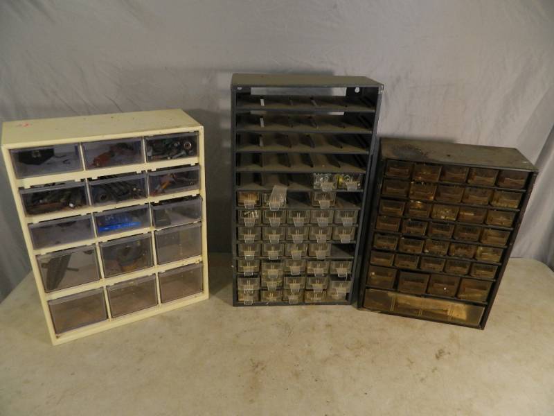 3 Small Parts Organizers with Hardware