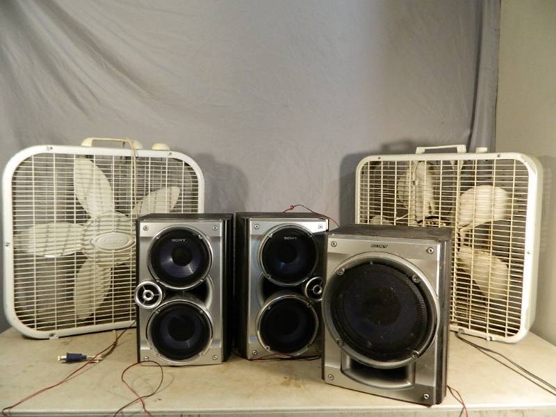 Sony Speakers and 2 Fans