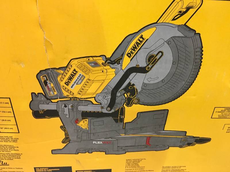 lot 2 image: Dewalt FLEXVOLT 120-Volt MAX Lithium-Ion Cordless Brushless 12 in. Sliding Miter Saw Tool Only in working condition.