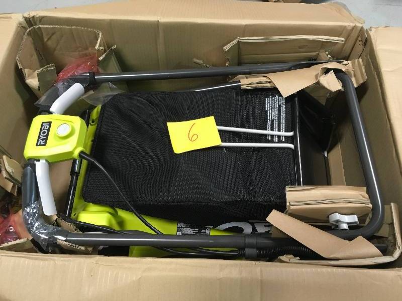lot 6 image: Ryobi 16 in. ONE 18-Volt Lithium-Ion Cordless Battery Walk Behind Push Lawn Mower Two 4.0Ah BatteriesCharger Included in working condition