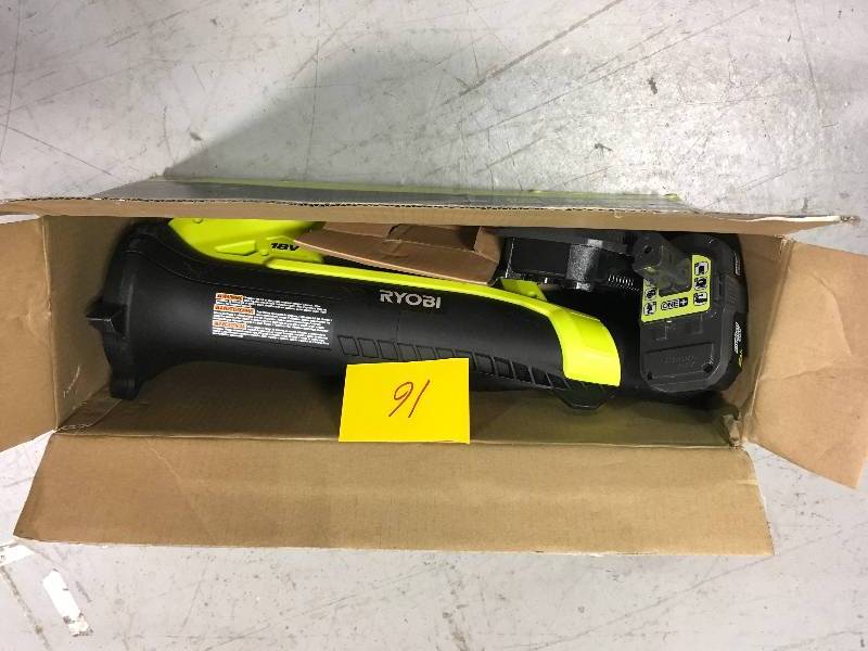 lot 16 image: Ryobi ONE 90 MPH 200 CFM 18-Volt Lithium-Ion Cordless Leaf Blower - 2.0 Ah Battery and Charger Included used in workin condition