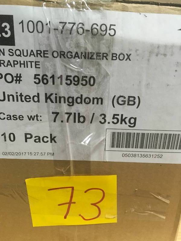 lot 73 image: A box of Wham 9 in. Square Organizer Box in Graphite not used