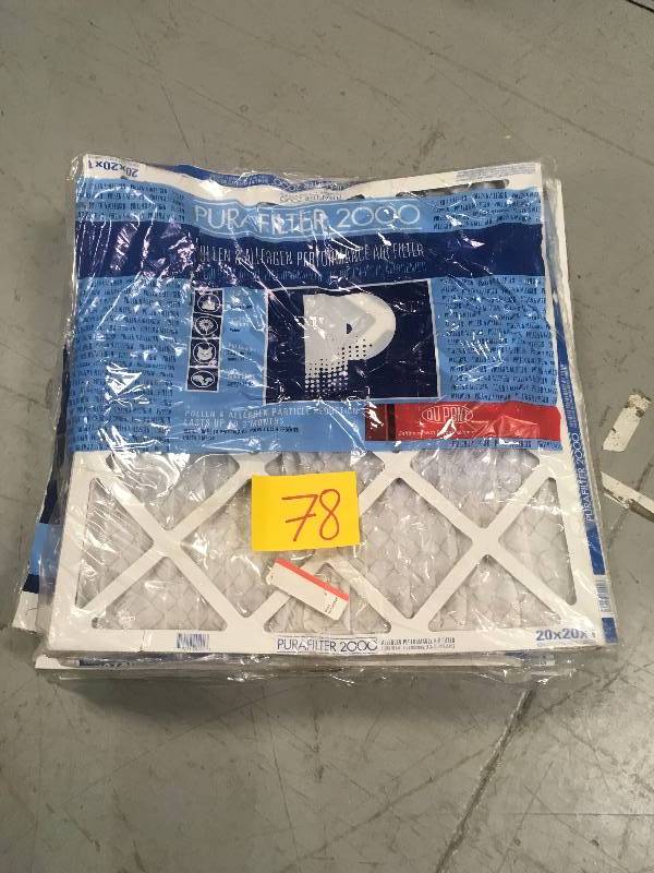 lot 78 image: Pount Purafilter 2000 20x20x1 Air Filter a Box of 12