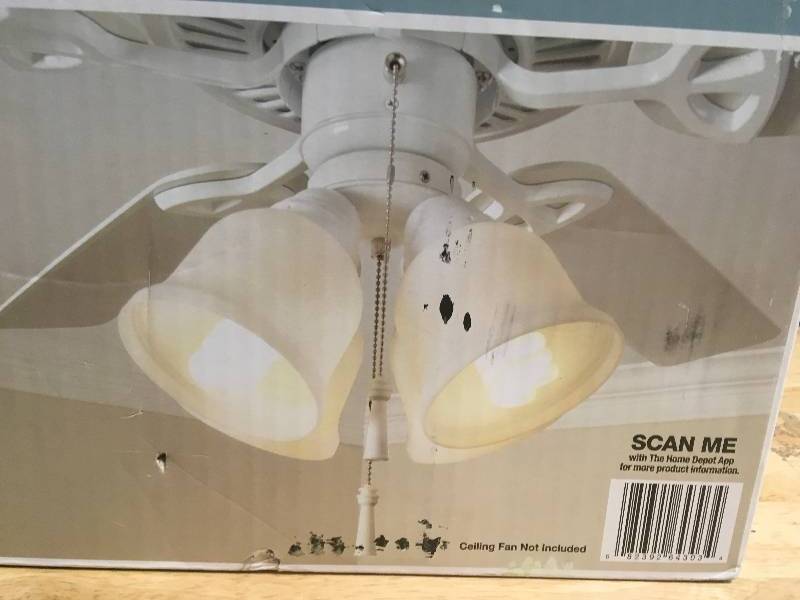lot 79 image: Hampton Bay 64303 4-Light Universal Ceiling Fan Light Kit with Shatter Resistant Shades in good conditions