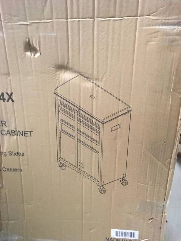 lot 90 image: Excel 22 in. Ball Bearing Slide 4-Drawer Roller Cabinet Tool Chest in Black with Storage Compartment in good condition