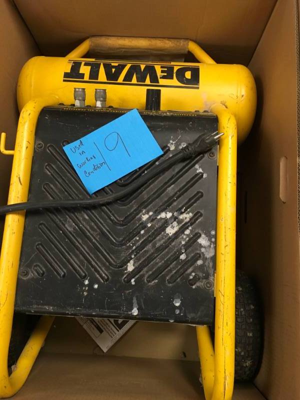 Dewalt 4.5 Gal. Portable Electric Air Compressor used in working condition