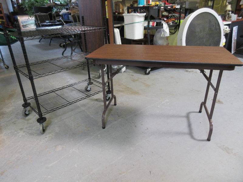 lot 103 image: METRO STYLE SHELF WITH FOLDING TABLE