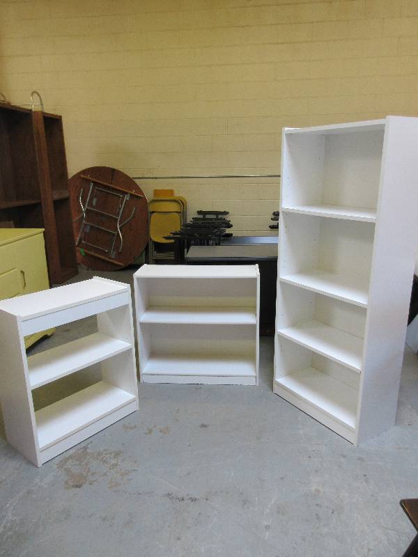 lot 106 image: WHITE BOOKCASES