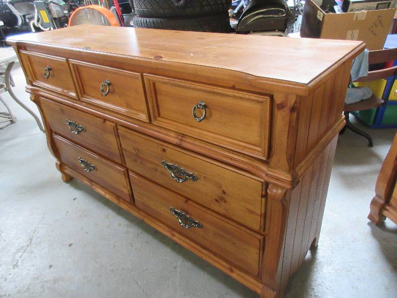 lot 141 image: SOLID PINE 7 DRAWER DRESSER