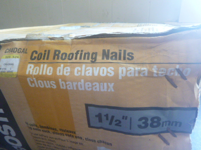 lot 124 image: Box of Coil Roofing Nails