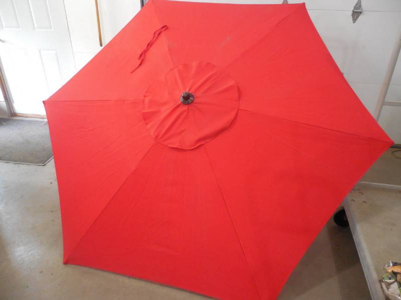 lot 33 image: Hampton Bay 9 ft. Aluminum Patio Umbrella in Chili