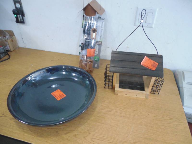 lot 35 image: (2) BIRD FEEDERS & BIRD BATH
