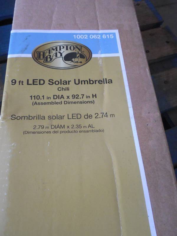 Hampton Bay 9 Ft Aluminum Solar Crank And Tilt Patio Umbrella In Chili Patio Furniture Toilet S Tools Lawn Care Grills More Auction 226 K Bid