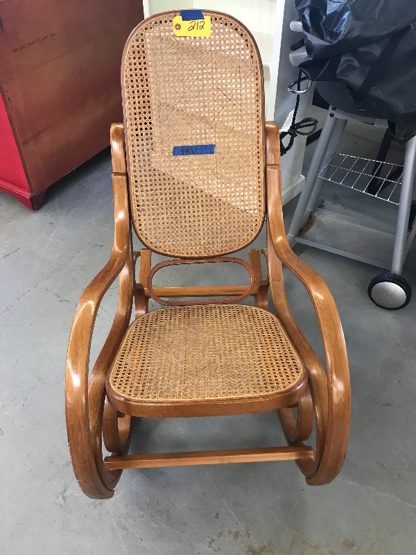 WOOD & WICKER ROCKING CHAIR