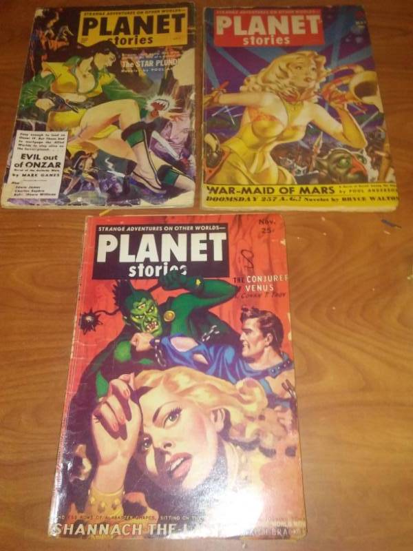lot 477 image: 3 Planet stories Pulp Fiction 1952