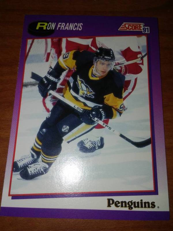 lot 487 image: 50 Ron Francis NHL 1991 score Penguins card