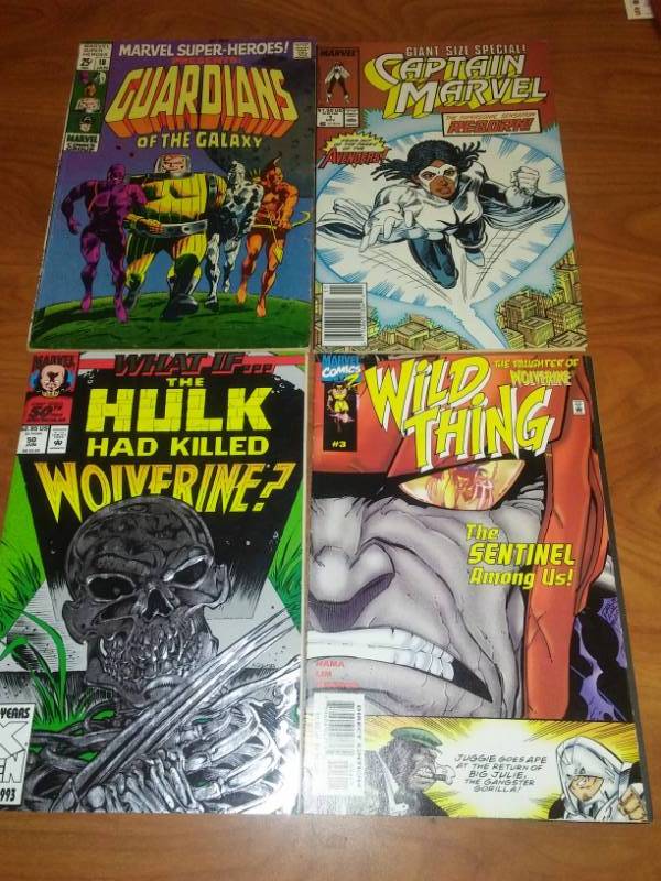 lot 523 image: 4 Marvel Guardians, Wild Thing, Captain Marvel, What If, X-Men.