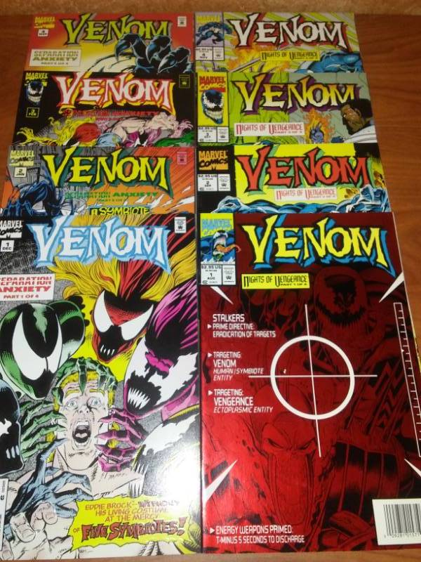 lot 553 image: 8 Marvel Venom nights of Vengeance . Separation anxiety