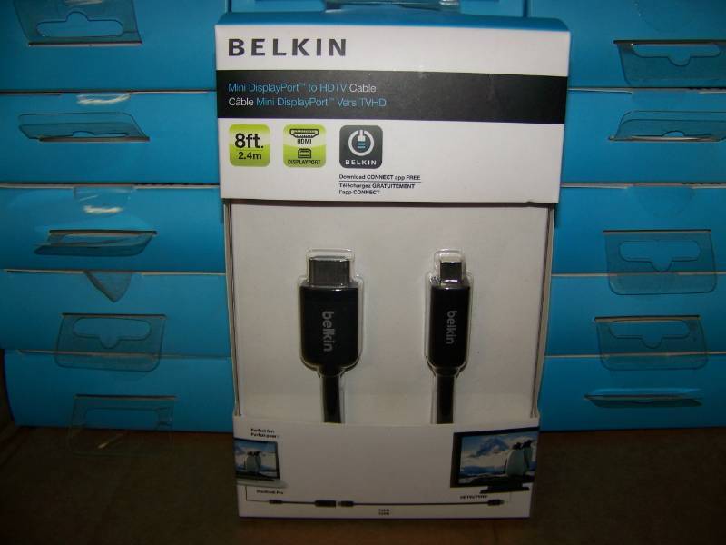 lot 43 image: (33) Belkin, 8, Apple MacBook Mini DisplayPort to HDMIHDTV Adapter, Cables - NEW in Original Boxes