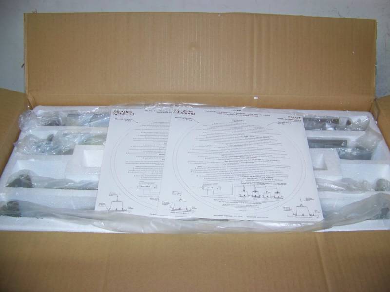 lot 25 image: (2) Atlas Sound, FAP42T, 4, Strat 2, 2-Way, In-Ceiling Speakers with Grilles and Ceiling Tile Brackets - NEW in Original Box