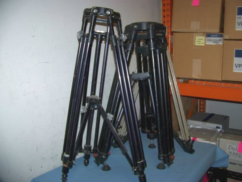 lot 74 image: (3) Camera Tripods, Sachtler and Vinten included