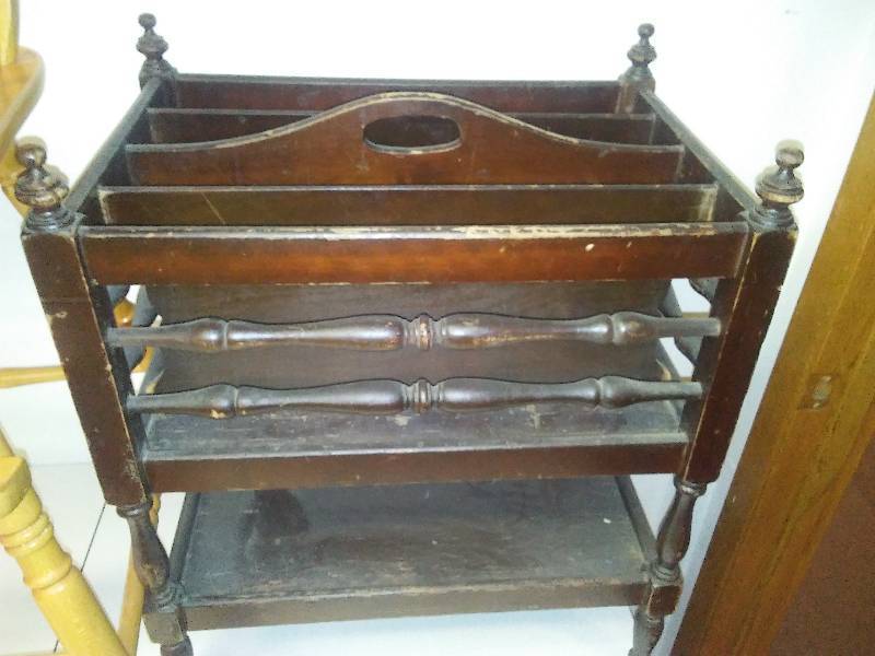 lot 8 image: Vintage Cane Chairs (2), Lamps (2) Magazine rack and more