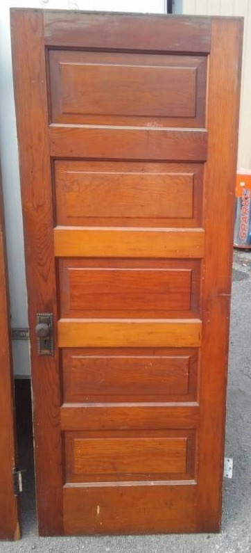 lot 34 image: 5 panel solid wood door with Hardware, 30 w x 78