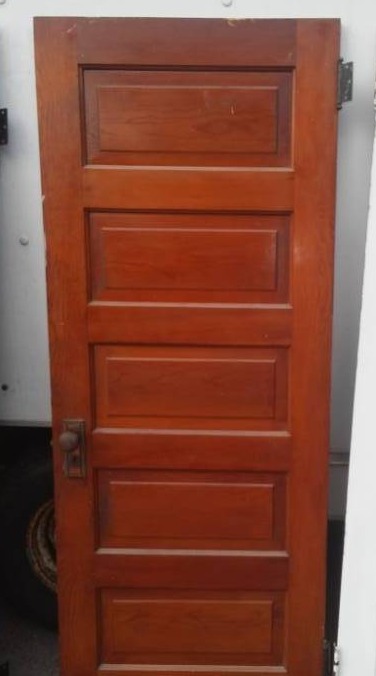 lot 35 image: 5 panel solid wood door with Hardware, 30 w x 78