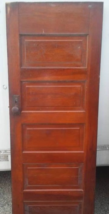 lot 37 image: 5 panel solid wood door with Hardware, 30 w x 80