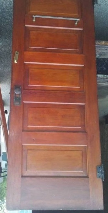 lot 38 image: 5 panel solid wood door, 78 h x 30w