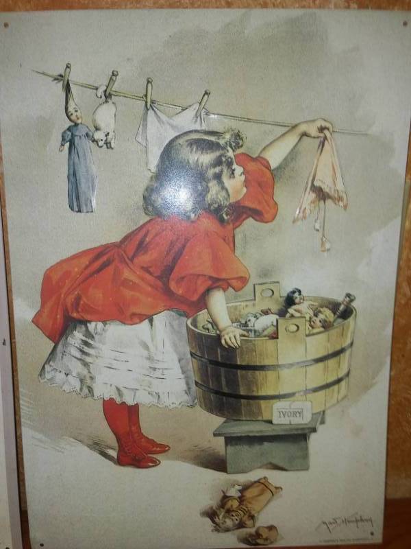lot 69 image: 3 metal signs, antique soap advertising.