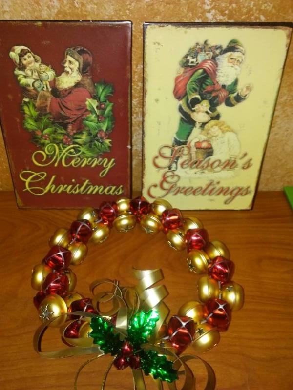 lot 111 image: Merry Christmas Season Greetings metal signs