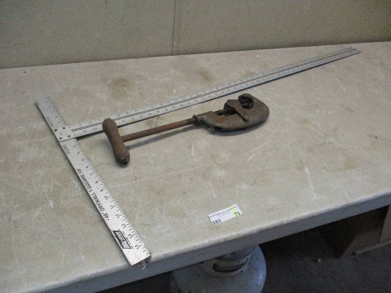 lot 73 image: T Square and pipe cutter