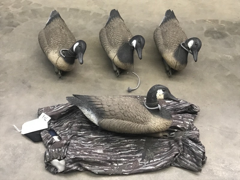 lot 74 image: (4) Floating Goose Decoys With Weig...