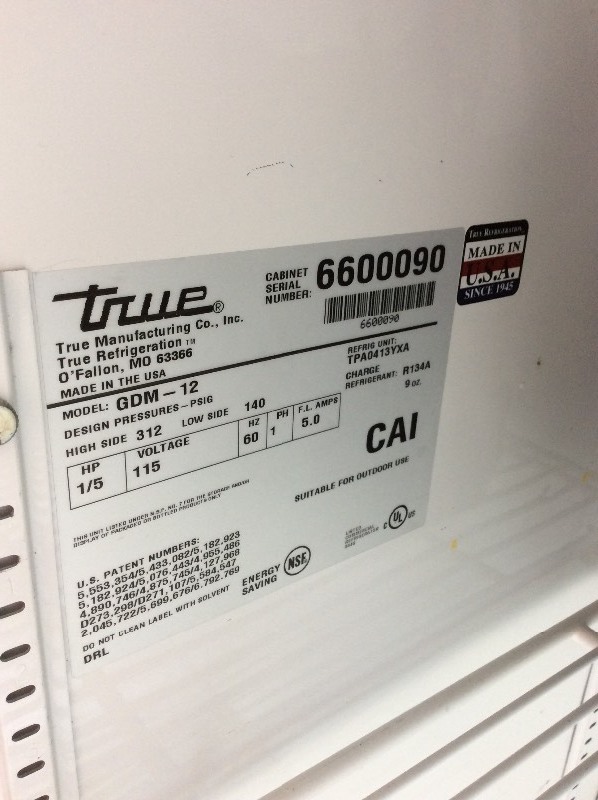 Commercial glass door fridge.