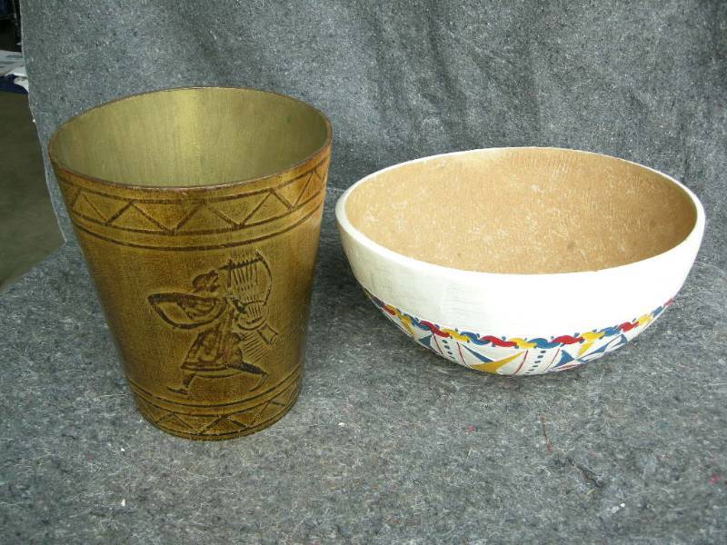 lot 69 image: Vintage Wooden Basket and Bowl
