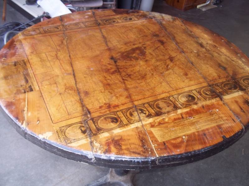 lot 65 image: Original Table from the Famous Bonnie & Clydes Bar in Clitherall, MN
