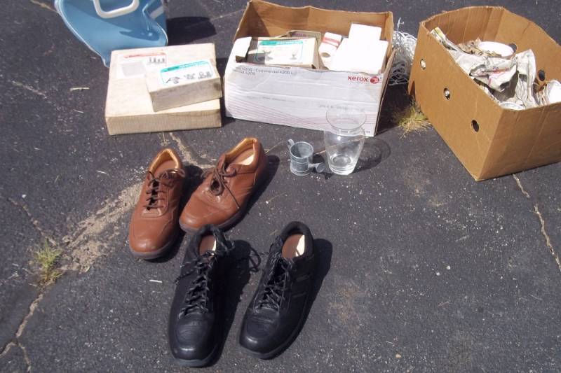 lot 77 image: Ceramic Molds, Dishes, 2 Pairs Shoes Size 13, Misc