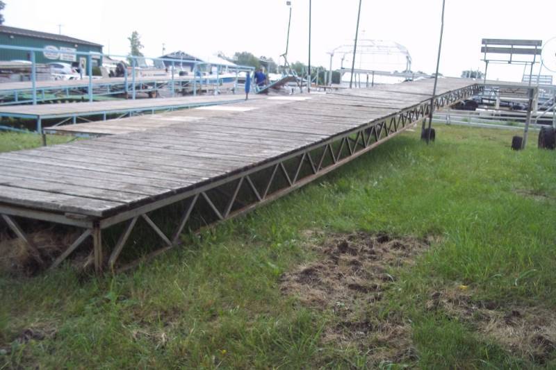 lot 94 image: 48 ft Steel Roll In Dock with 8 ft x 8 ft Patio, Bench, & 3 Bumpers