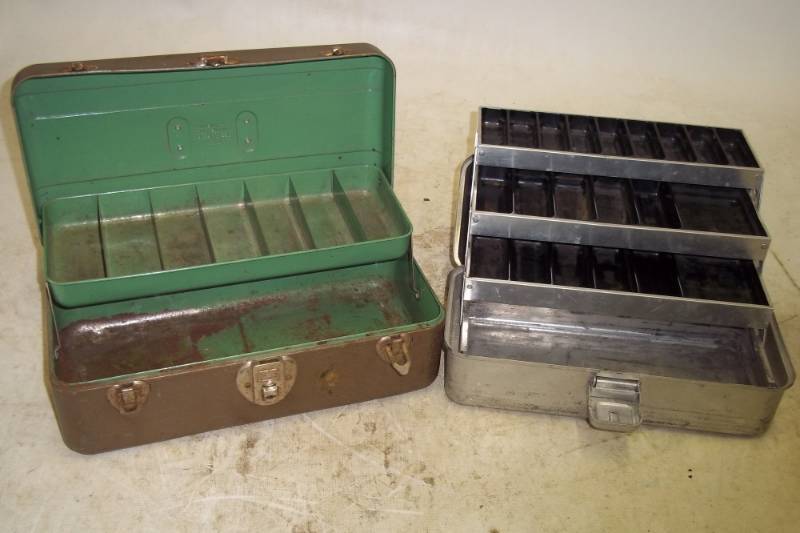 lot 102 image: Pair of vintage Tackle Boxes