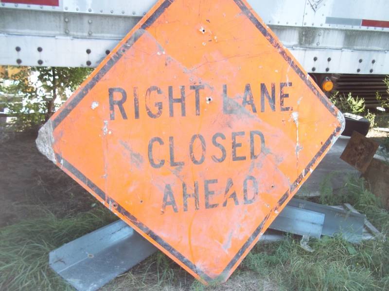 lot 159 image: Right Lane Closed Sign