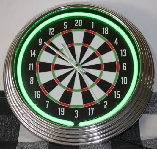 lot 105 image: Neon Dartboard Clock