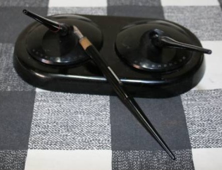lot 228 image: Fountain Pens and Inkwell